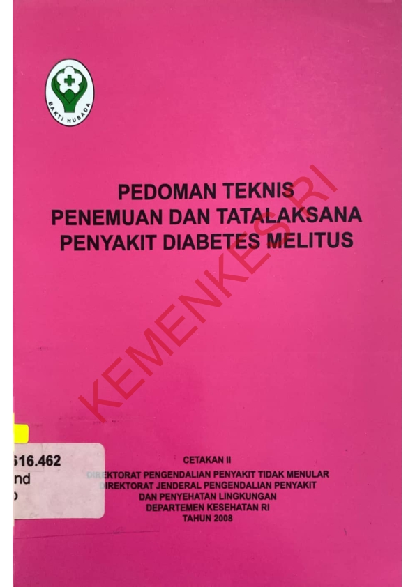 Pedoman Teknis Penemuan dan Tatalaksana Penyakit Diabetes Melitus Cetakan III