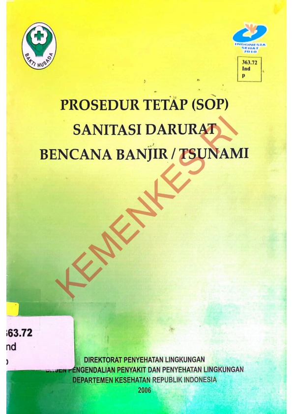 Prosedur Tetap (SOP) Sanitasi Darurat Bencana Banjir / Tsunami