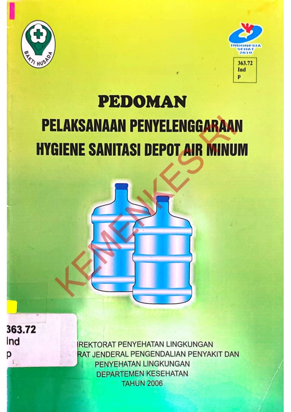 Pedoman pelaksanaan penyelenggaraan hygiene sanitasi depot air minum