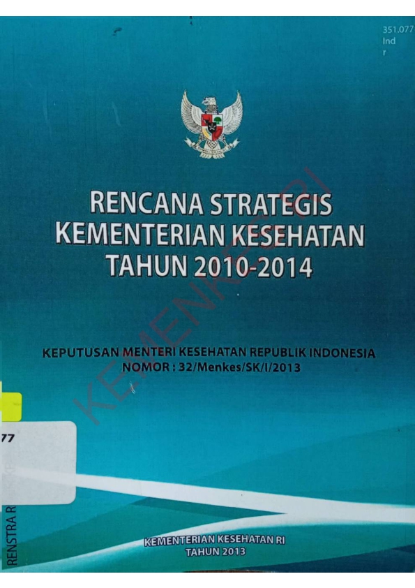 RENCANA STRATEGIS KEMENTERIAN KESEHATAN TAHUN 2010-2014