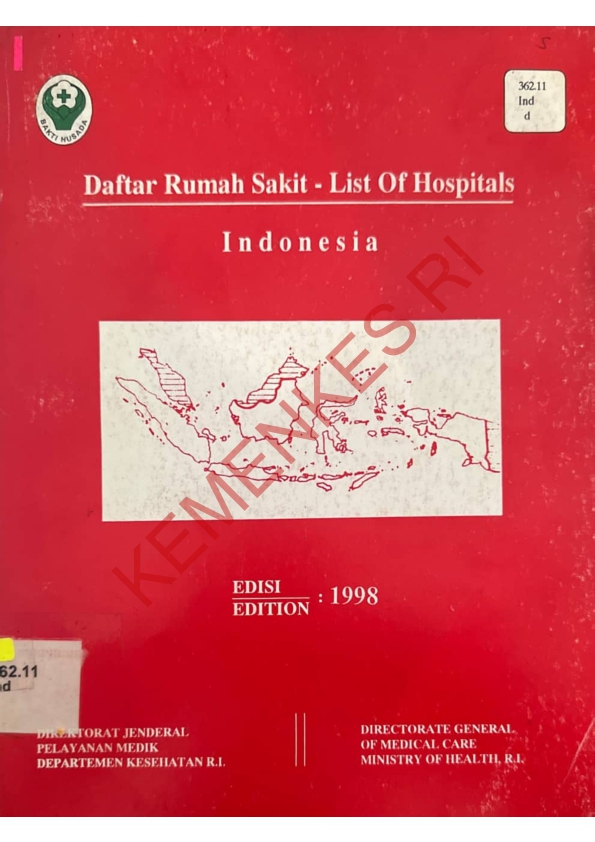 Daftar Rumah Sakit - List Of Hospitals Edisi 1998