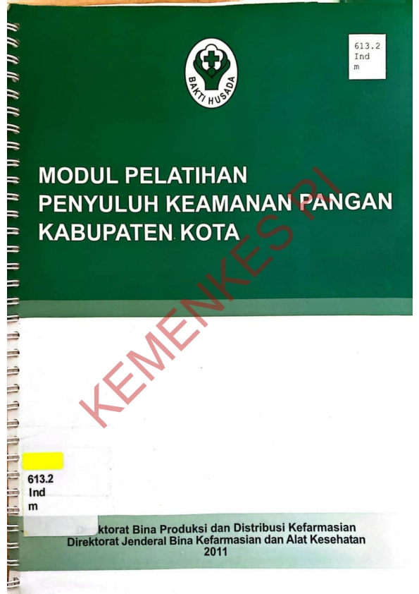 Modul pelatihan penyuluhan keamanan pangan kabupaten kota